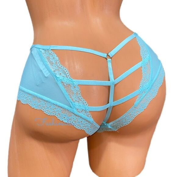 Victorias Secret Very Sexy Smooth Satiny Strappy Back cheeky panty Blue X-Large - Picture 1 of 2